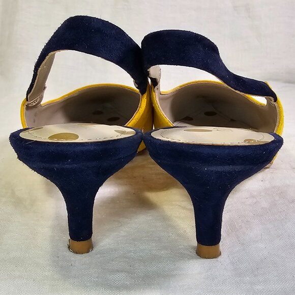 Shoes   Boden Florrie Suede 2” Kitten Heel Slingbacks EU39.5 US8.5 Navy & Yellow - Picture 6 of 16